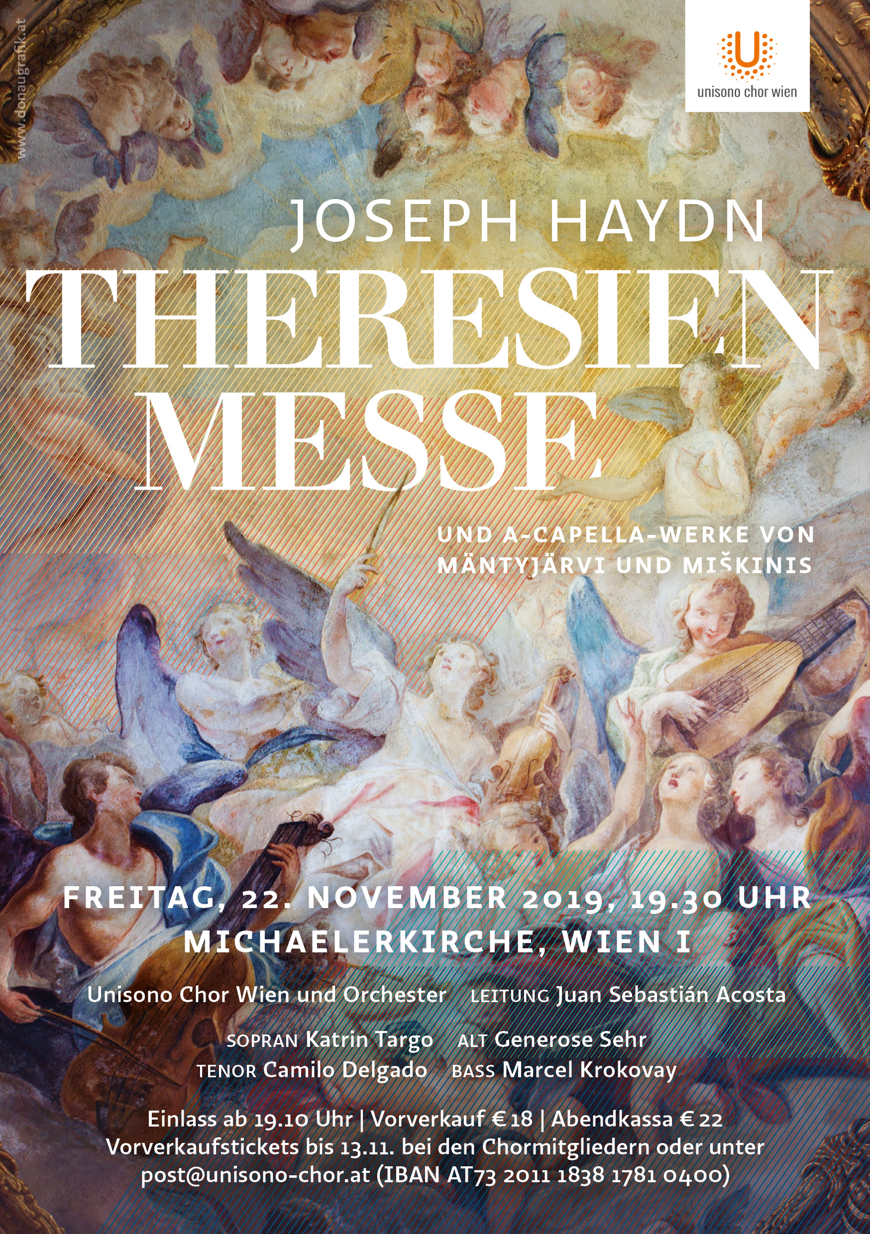 Konzert mit dem Unisono Chor Wien: Theresienmesse von Joseph Haydn, 22. Nov. 2019 19:30 Uhr in der Michaelerkirche, 1010 Wien